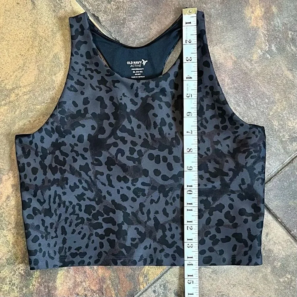 Old Navy Active Animal Print Leopard Cropped Powersoft Sports Bra XL